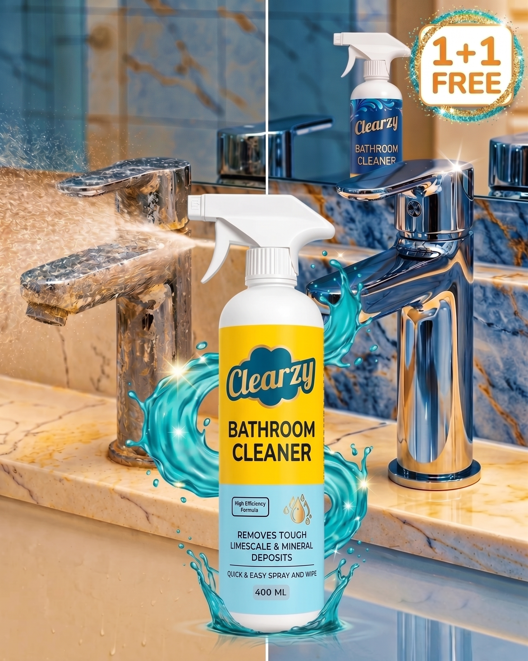 Clearzy All-in-1 Bathroom Cleaner (400ml + 400ml FREE)