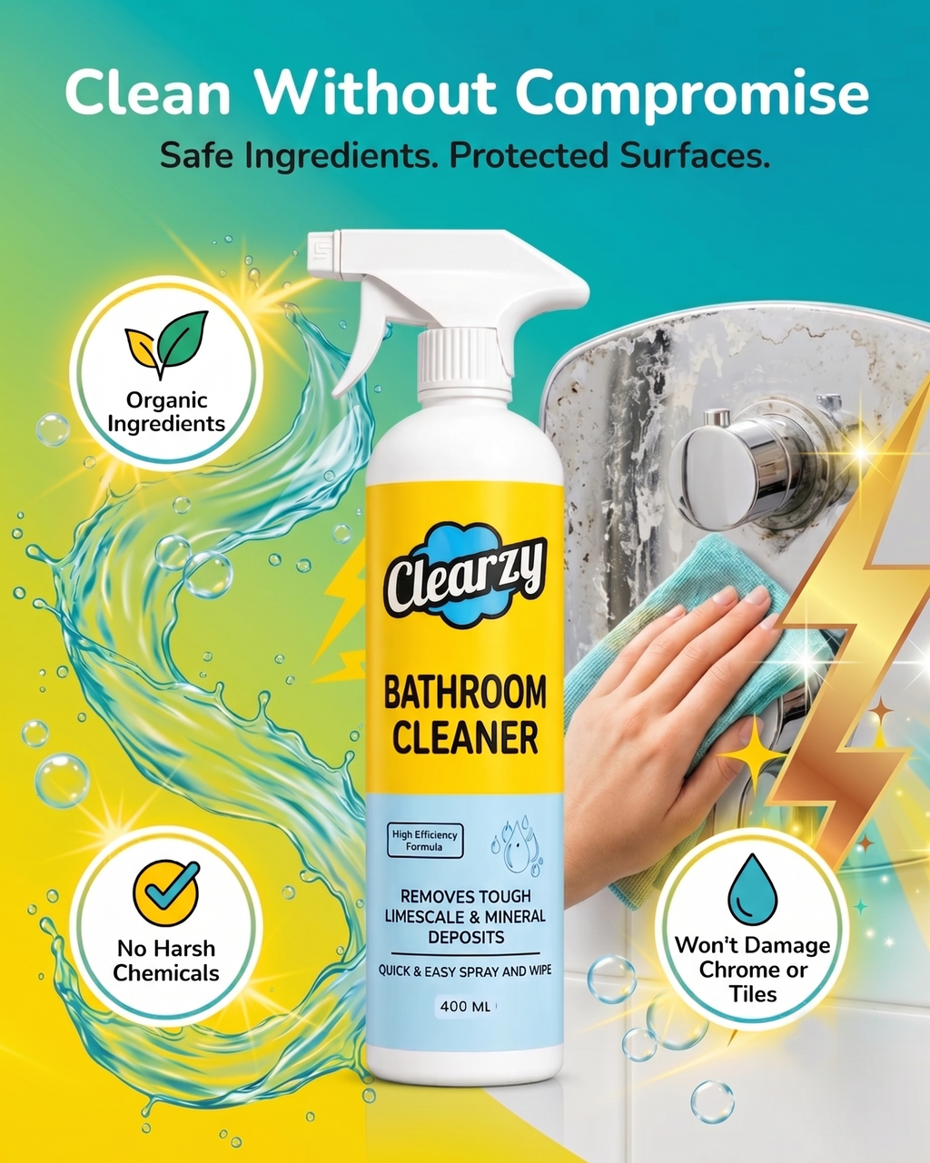 Clearzy All-in-1 Bathroom Cleaner (400ml + 400ml FREE)