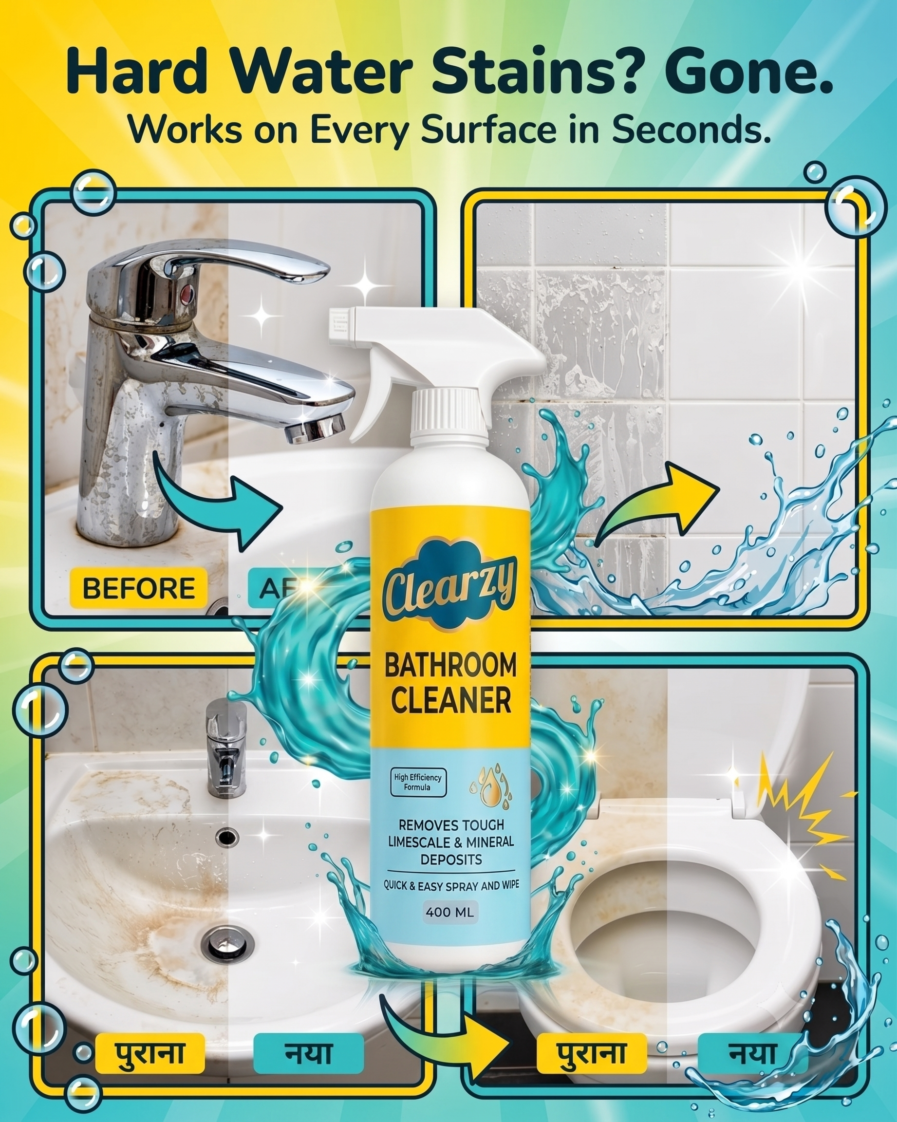 Clearzy All-in-1 Bathroom Cleaner (400ml + 400ml FREE)