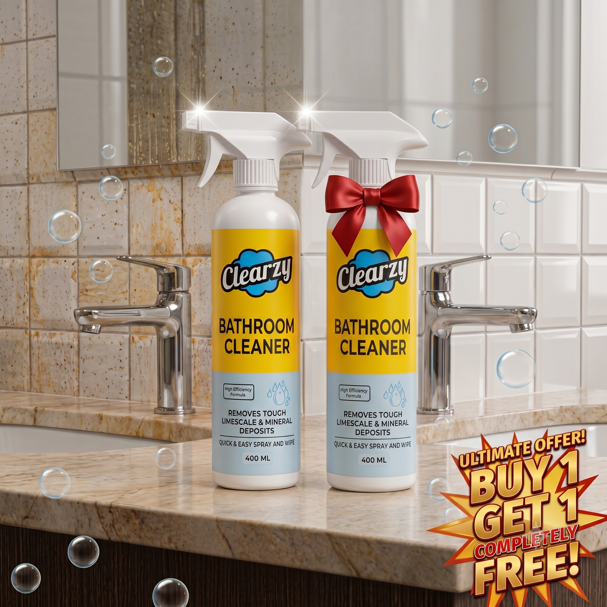 Clearzy All-in-1 Bathroom Cleaner (400ml + 400ml FREE)